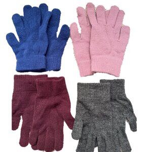 Soft Warm Mittens 4 pair, Bonus Large Knit Scarf Winter Fall Cool Weather